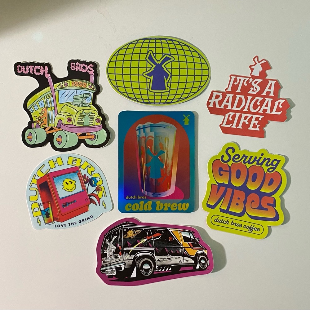Pack of 7 Dutch Bros Stickers